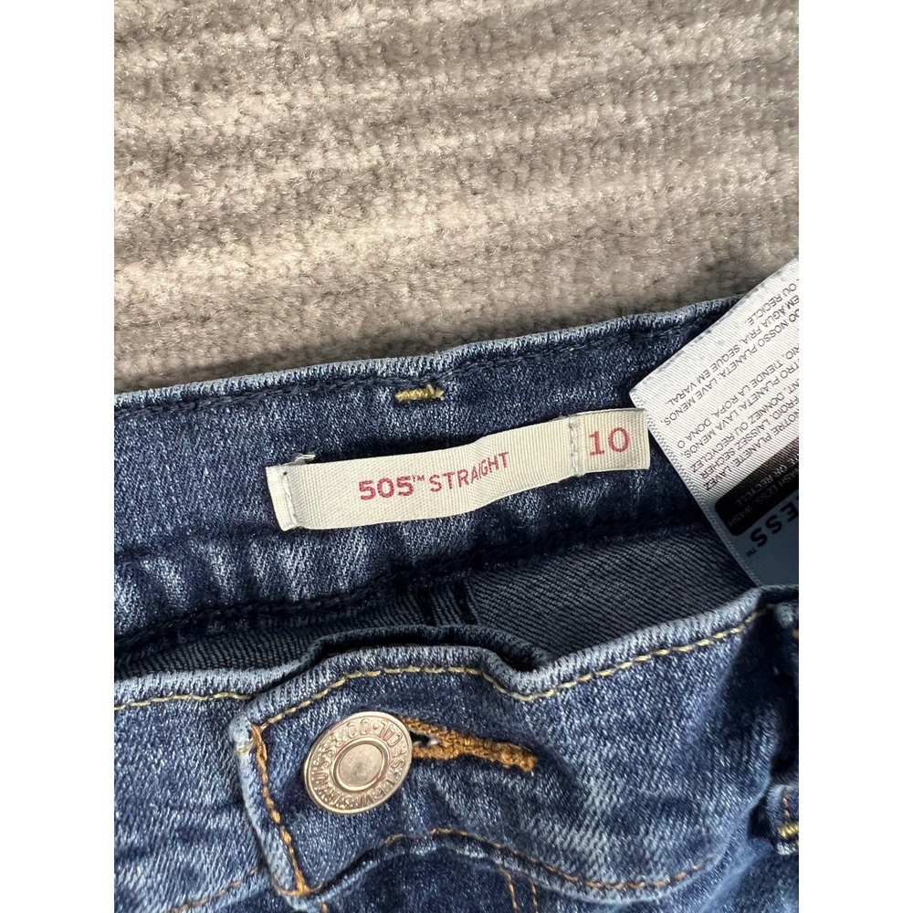 Levi's Jeans Women 10 Blue 505 Straight Mid Rise Stretch WaterLess Denim - Picture 5 of 10
